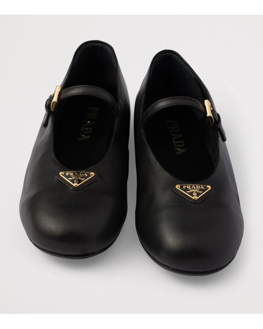 Prada Black Nappa Leather Ballet Flats
