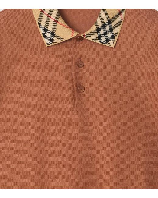 Burberry Brown Cotton Piqué Slim Polo Shirt for men