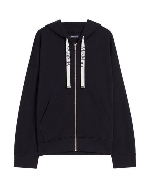 Max Mara Black Cotton-Blend Zip-Up Hoodie