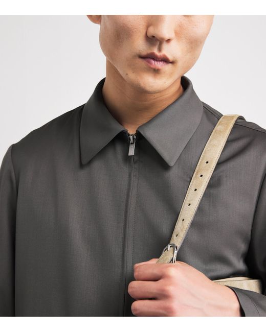 Barena Gray Wool-Blend Zip-Up Overshirt for men