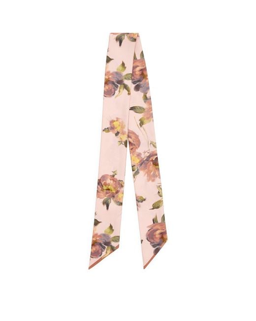 Harrods Pink Silk Floral Scarf