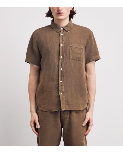 Citizens of Humanity Brown Linen Short-Sleeve Cairo Shirt for men