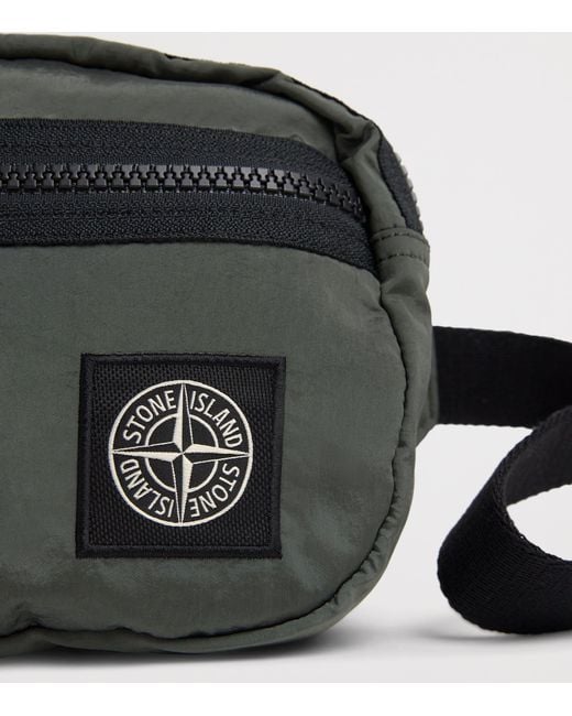 Stone Island Black Logo Patch Belt Bag for men