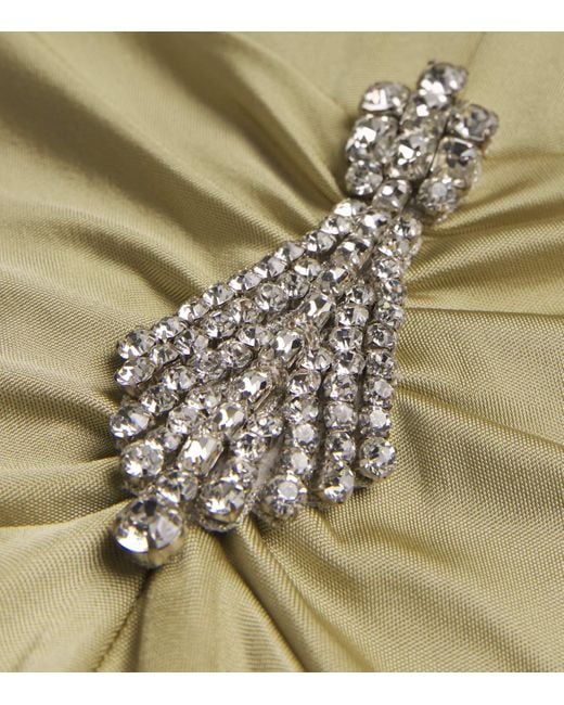 Victoria Beckham Green Long-Sleeve V-Neck Gown
