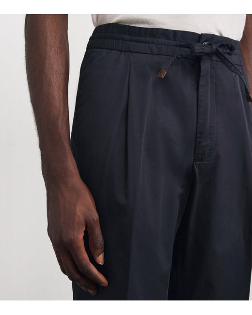 Slowear Blue Cotton-Blend Drawstring Tailored Trousers for men