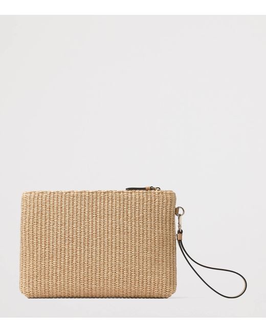 Jimmy Choo Natural Raffia Zip-Up Pouch