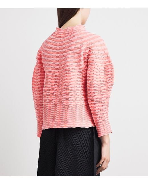 Pleats Please Issey Miyake Pink Colourful Mushroom Knit Top