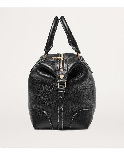 Aspinal Black Leather Midi The Hudson Bowling Bag