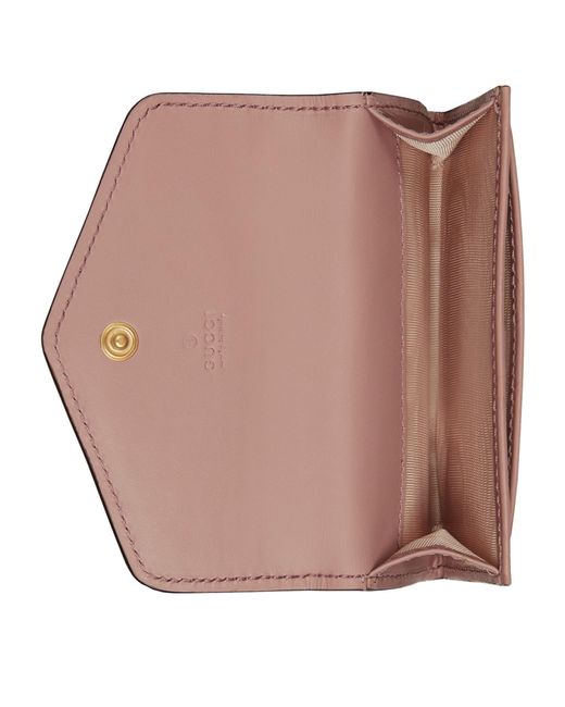 Gucci Pink Debossed Leather Gg Card Holder