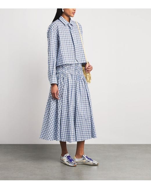 Maje Blue Embellished Check Shirt