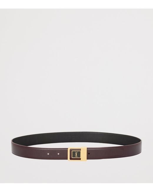 Saint Laurent Brown Leather Logo Belt