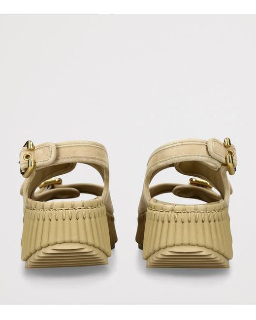 Chloé Natural Suede Nama Platform Sandals 60