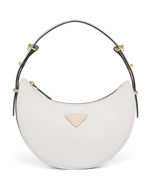 Prada White Leather Arqué Shoulder Bag
