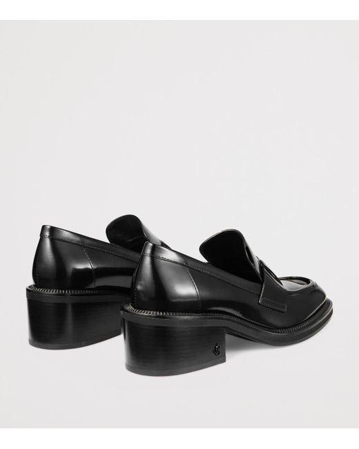 Jimmy Choo Black Tylor 60 Leather Heeled Loafers