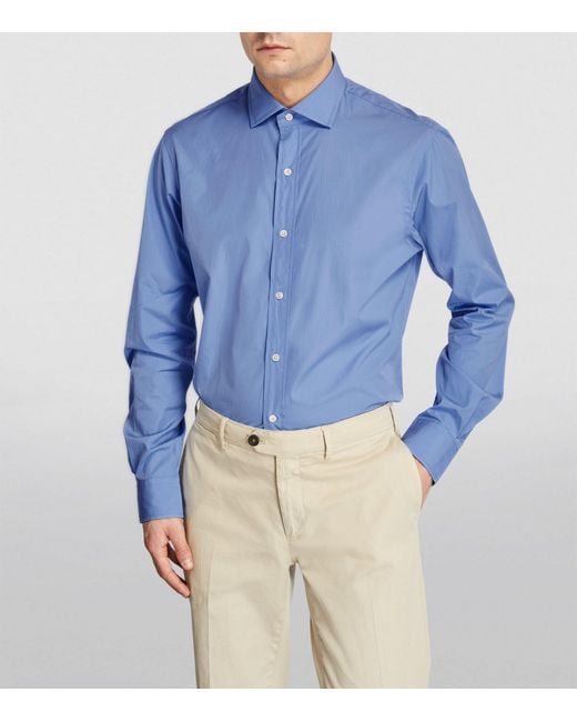 Polo Ralph Lauren Blue Cotton Poplin Shirt for men