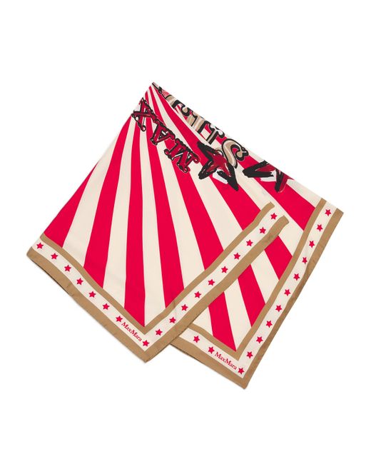Max Mara Pink Silk Printed Circus Scarf