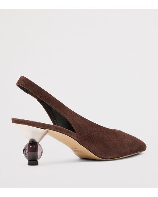 Weekend by Maxmara Brown Suede Bauble-Heel Slingback Pumps 55