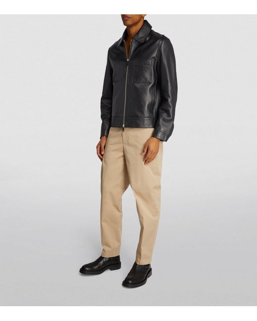 Yves Salomon Black Leather Bomber Jacket for men