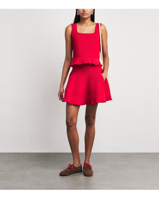 Maje Red Knitted Mini Skirt