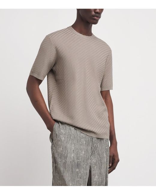 Emporio Armani Gray Basket-Weave T-Shirt for men