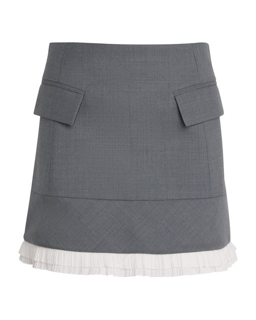 Maje Gray Wool-Blend Mini Skirt