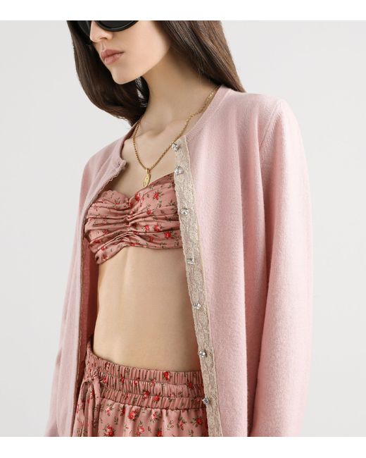 Dolce & Gabbana Pink Cashmere Jewel-Buttoned Cardigan