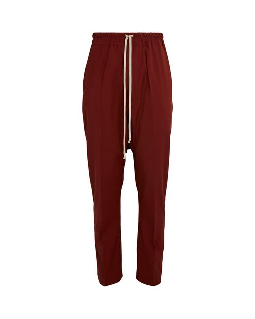 Rick Owens Red Virgin Wool Straight Trousers for men