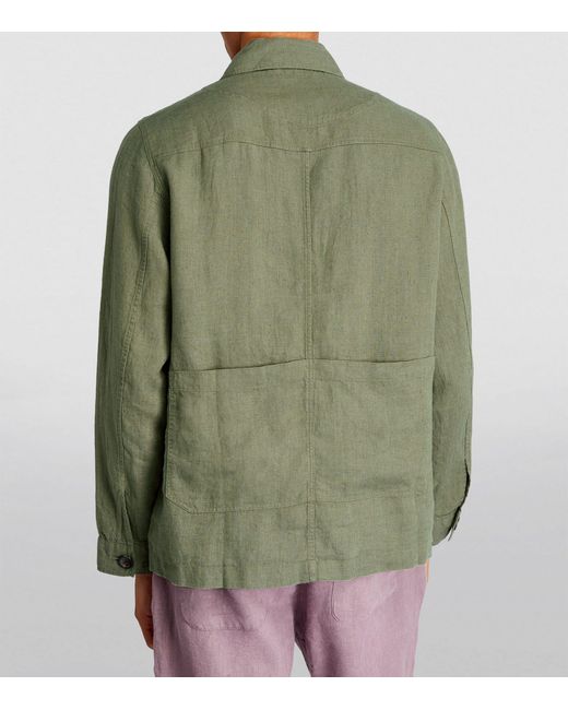 Oliver Spencer Green Linen Hythe Jacket for men