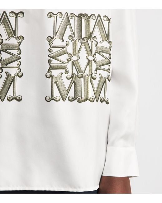 Max Mara White Silk Monogram Shirt