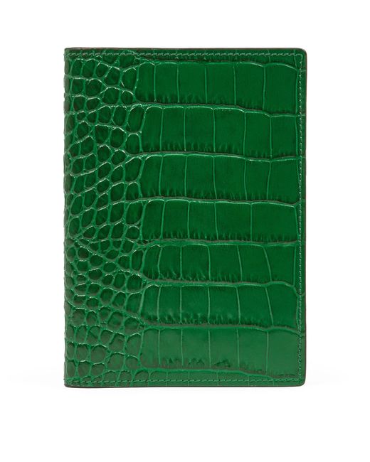 Smythson Green Mara Leather Passport Cover