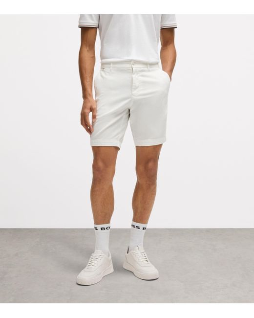 Boss Gray Stretch-Cotton Slim Shorts for men
