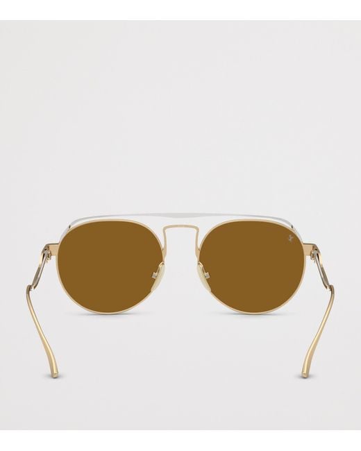 Ferrari Brown Titanium Oval Sunglasses