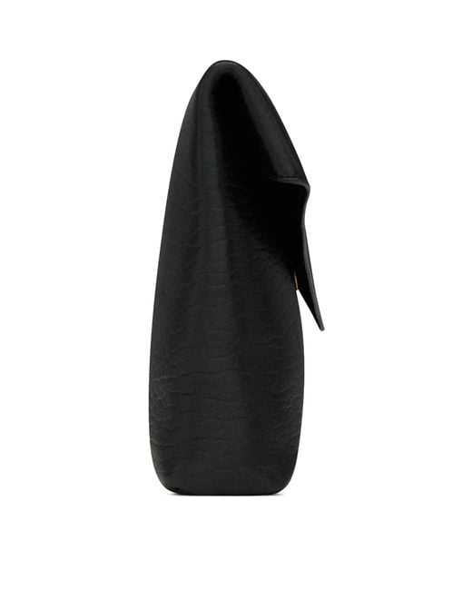 Saint Laurent Black Leather Cassandre Envelope Pouch