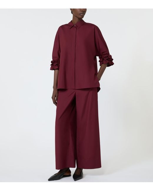 Max Mara Red Drawstring Wide-Leg Trousers