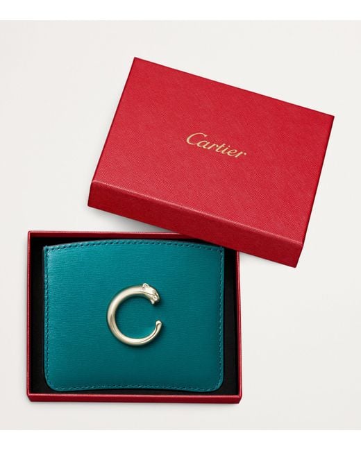 Cartier Green Leather Panthère De Card Holder