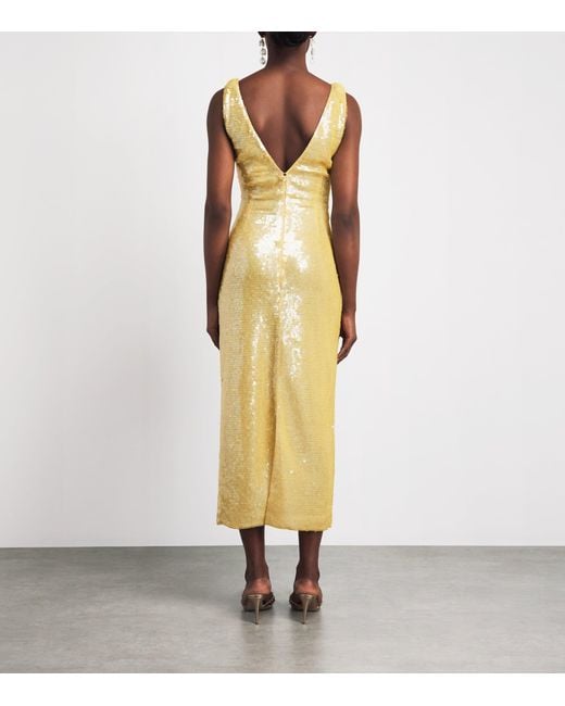 Rachel Gilbert Metallic Embellished Tamzin Sleeveless Midi Dress