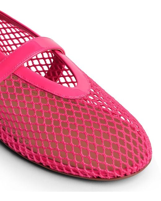 Alaïa Pink Leather Mesh Ballet Flats