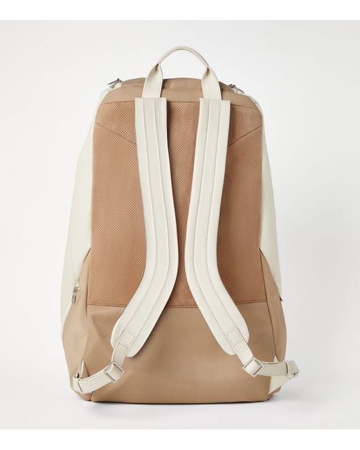 Brunello Cucinelli Natural Grained Leather-nylon Tennis Backpack