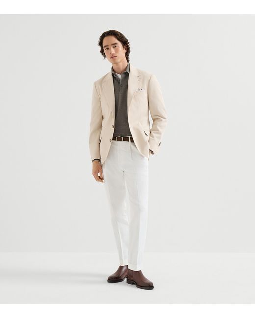 Brunello Cucinelli Green Cashmere Polo Sweater for men
