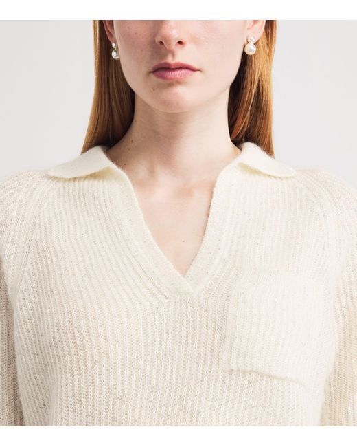 Fabiana Filippi White Knitted Sequin Polo Sweater