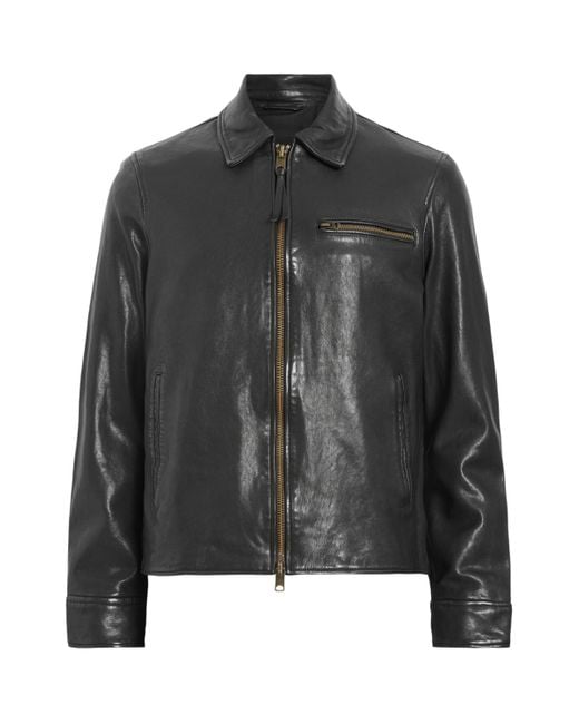 AllSaints Black Leather Miller Jacket for men