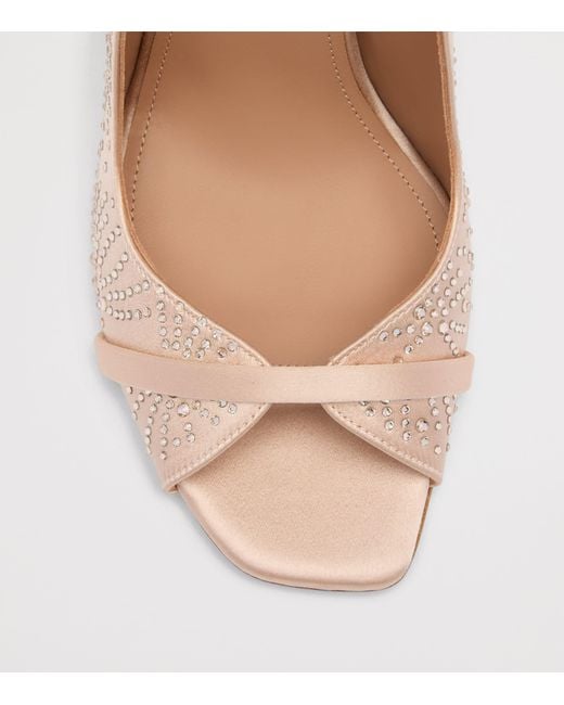Malone Souliers Pink Satin Crystal-Embellished Noah Heeled Sandals 90