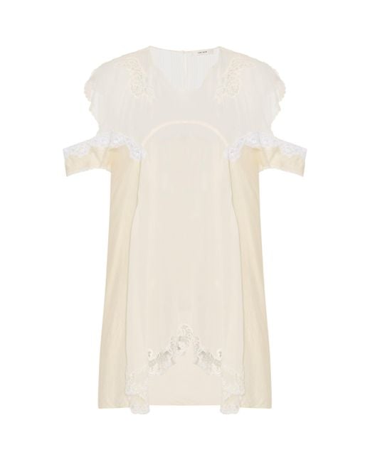 The Row White Desy Silk-Lace Blouse
