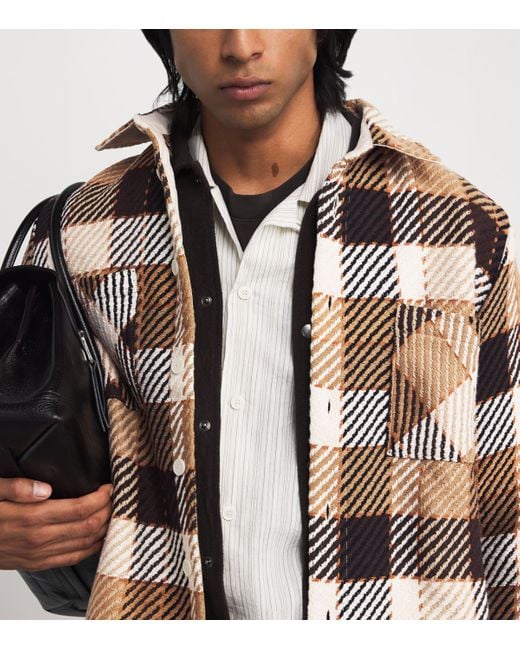 Wax London Brown Cotton-Blend Pike Check Whiting Overshirt for men