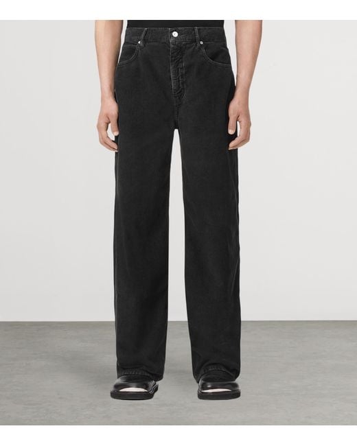 AllSaints Black Croduroy Lenny Wide-Leg Jeans for men