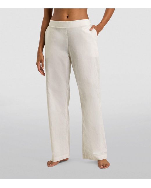 Hanro White Cotton Long Trousers