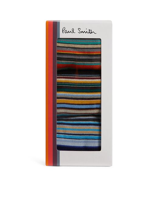 Paul Smith Blue Cotton-blend Signature Striped Socks (pack Of 3) for men