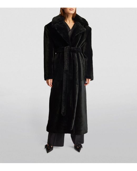 Magda Butrym Black Shearling Longline Coat