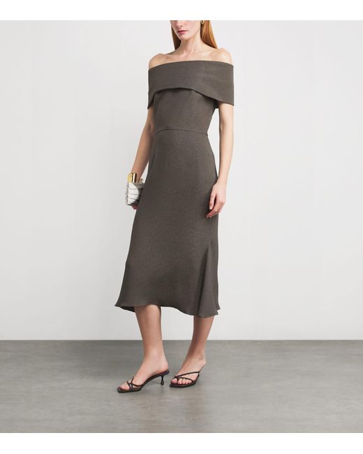 Edeline Lee Brown Jacquard Playtime Midi Dress