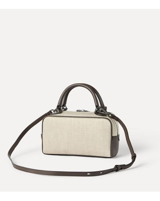 Brunello Cucinelli Natural Small Woven Explorer Boston Top-Handle Bag